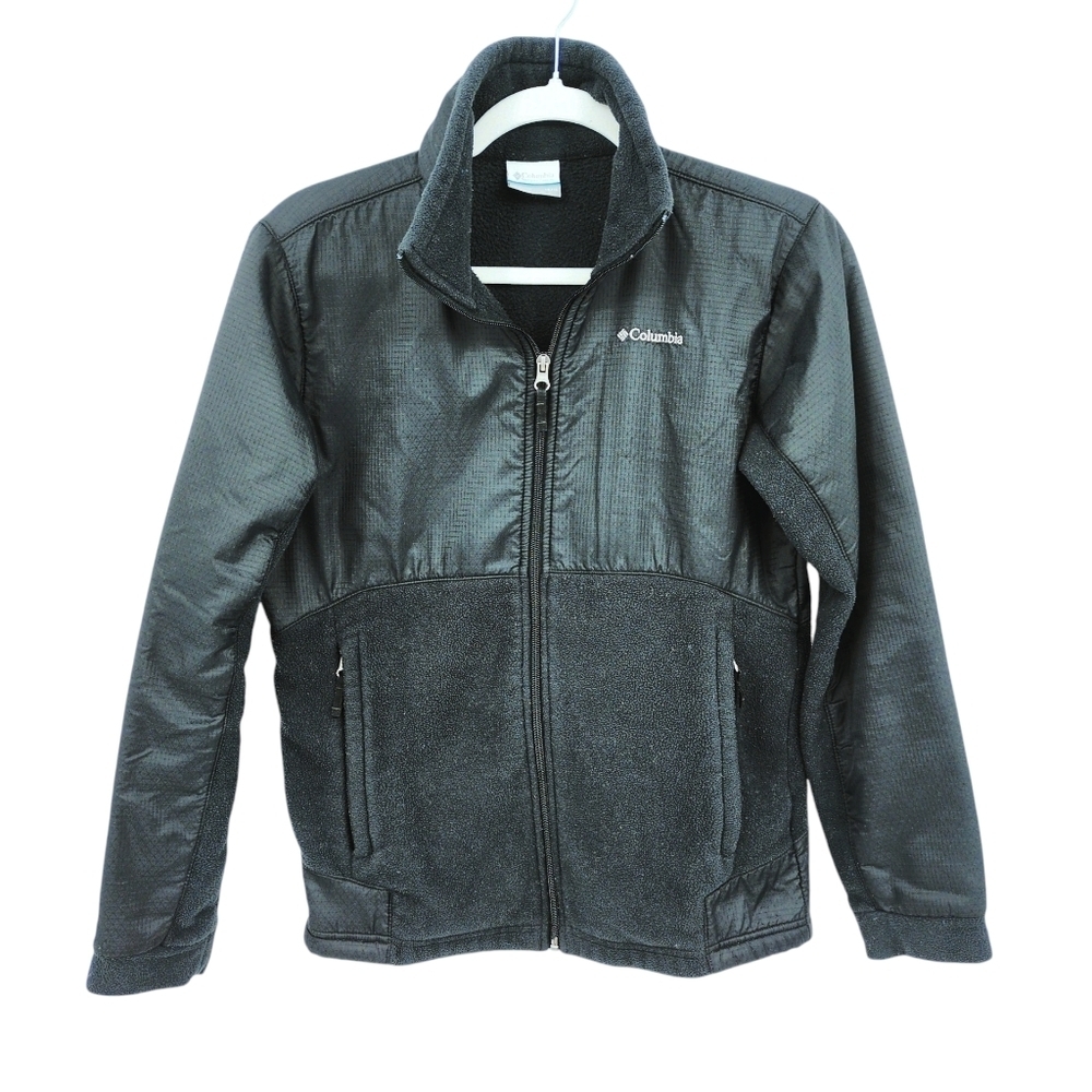 Columbia Youth 14/16 Black‎ Fleece Full Zip Jacket Gorpcore Hiking Outdoors